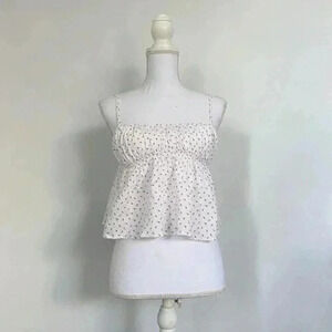 White & red floral baby doll tank top.